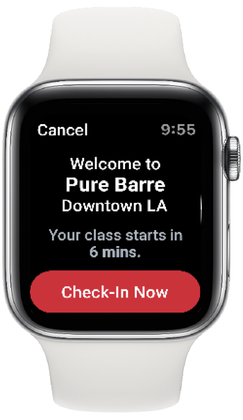 Apple watch displaying contactless check-in feature