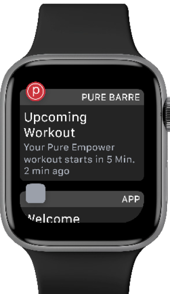 Apple watch displaying upcoming workout